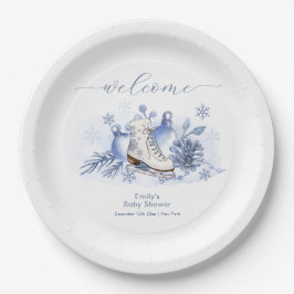 Prato De Papel Winter Snowflake Ice Skate Baby Shower Welcome