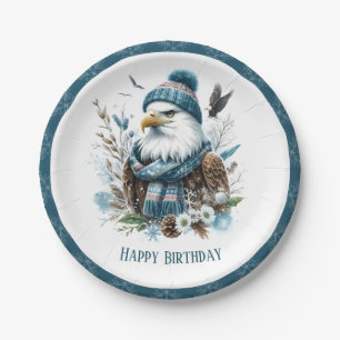 Prato De Papel Winter Vibes Bald Eagle - Aniversário