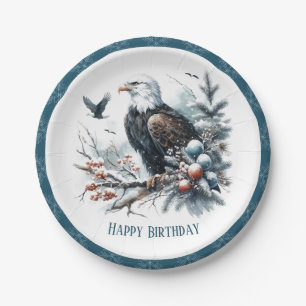 Prato De Papel Winter Vibes Bald Eagle - Aniversário