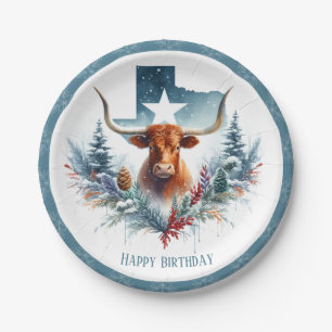 Prato De Papel Winter Vibes Texas Longhorn Birthday