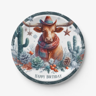 Prato De Papel Winter Vibes Texas Longhorn Birthday