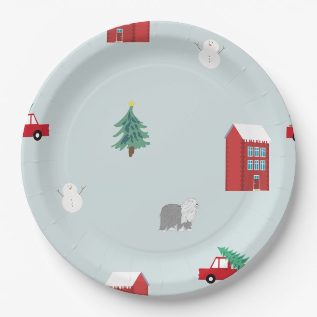 Prato De Papel Winter Village (Frente)