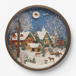 Prato De Papel "Winter Village 3D Wall Art"
