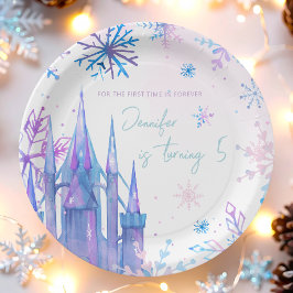 Prato De Papel Winter Wonderland Snowflakes Girl Snow Birday