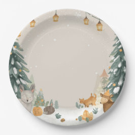 Prato De Papel Winter Woodland Paper Plates – Snowy Pine Trees
