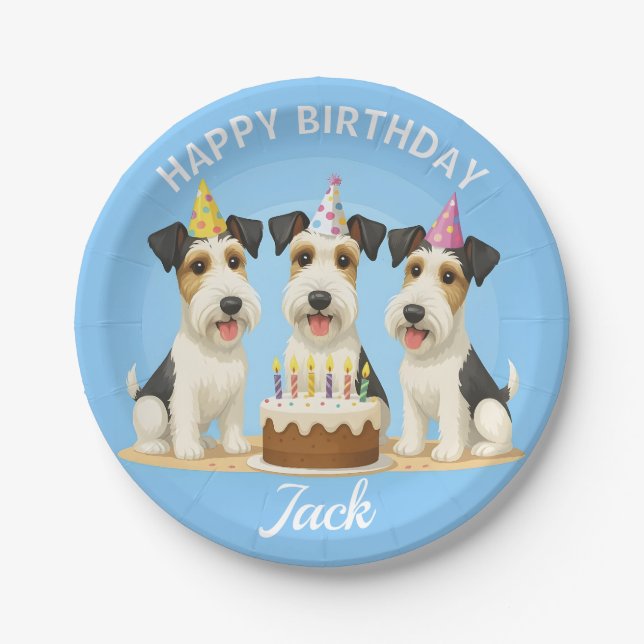 Prato De Papel Wire Hair Fox Terriers Birthday Party (Frente)