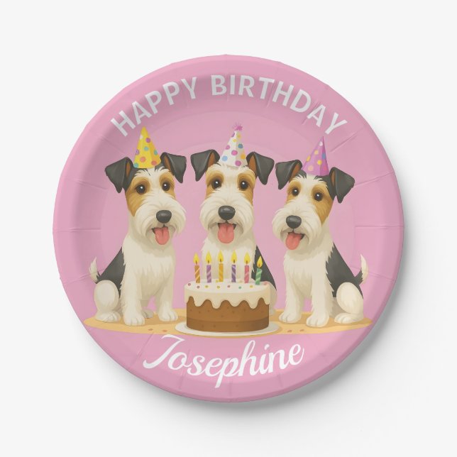 Prato De Papel Wire Hair Fox Terriers Birthday Party (Frente)