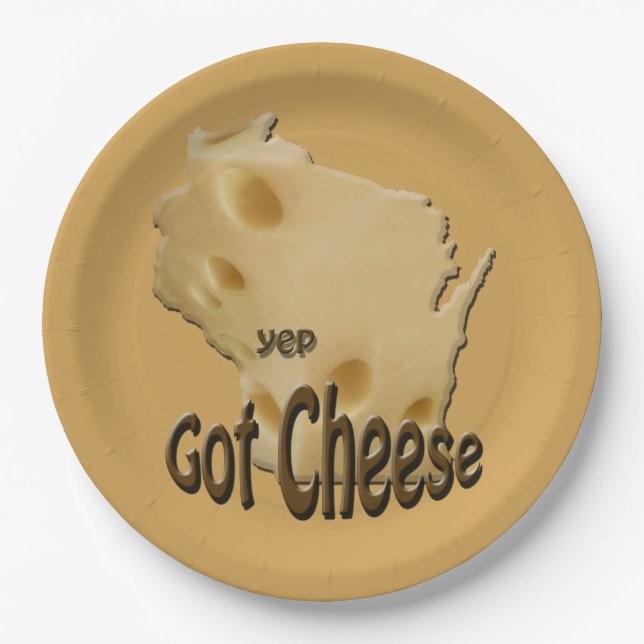 Prato De Papel Wisconsin Cheesehead Tem Queijo (Frente)