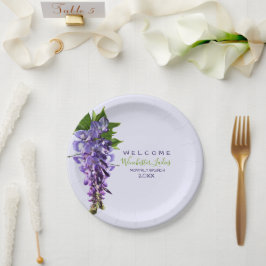 Prato De Papel Wisteria Flowers de Boas-Vindas Nome Personalizado