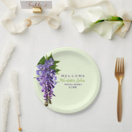 Prato De Papel Wisteria Flowers de Boas-Vindas Nome Personalizado
