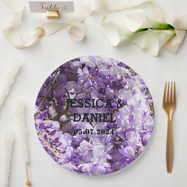 Prato De Papel Wisteria Purple Floral Flor Tree Violet (Casamento)