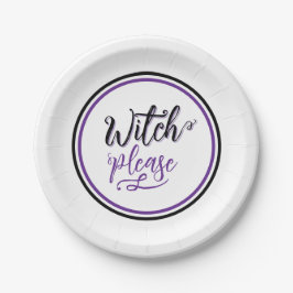 Prato De Papel Witch Halloween Party Black Purple