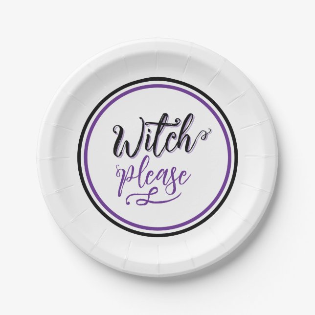 Prato De Papel Witch Halloween Party Black Purple (Frente)