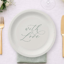 Prato De Papel With Love Sage Green Wedding Plates