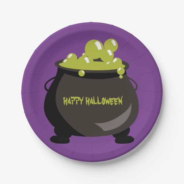 Prato De Papel Witold Cauldron Green Potion Halloween Kids Party (Frente)