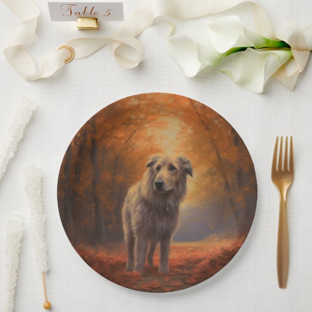 Prato De Papel Wolfhound no outono Folhas caem inspiração (Casamento)