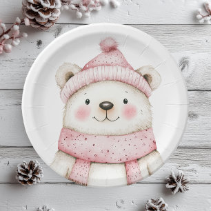 Prato De Papel Wonderland White Bear Rosa