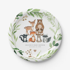 Prato De Papel Woodland Animals Baby Shower Paper Plates