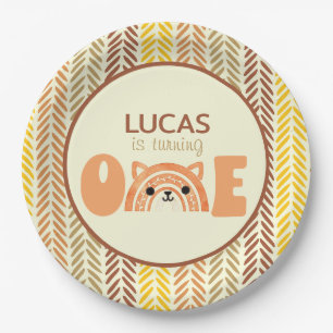 Prato De Papel Woodland Boho Rainbow Fox Primeiro Aniversário