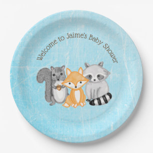 Prato De Papel Woodland cria o Chá de fraldas do menino