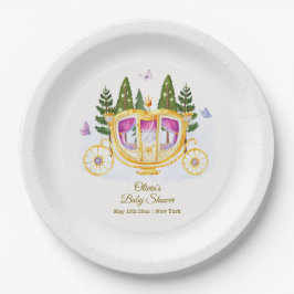 Prato De Papel Woodland Fairytale Princess Carriage Baby Shower