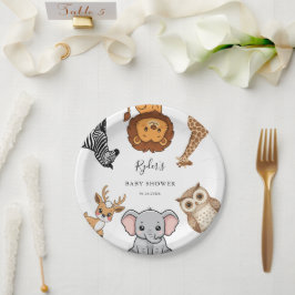 Prato De Papel Woodland Forest Animals Baby Shower