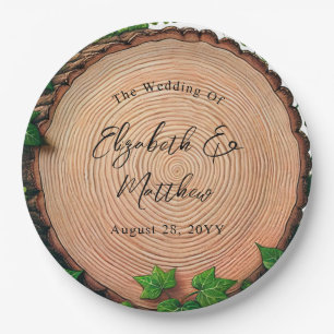 Prato De Papel Woodland Harmony: Casamento Woodslice & Greenery