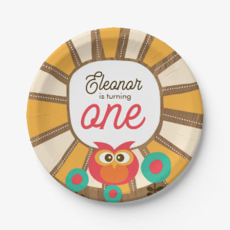 Prato De Papel Woodland Owl First Birthday Invitation – One Year 