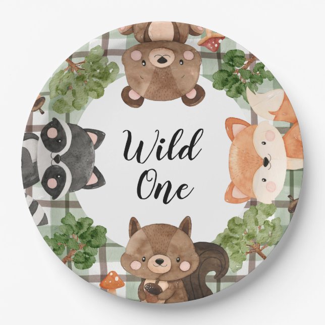 Prato De Papel Woodland Paper Plates Wild One Plates (Frente)