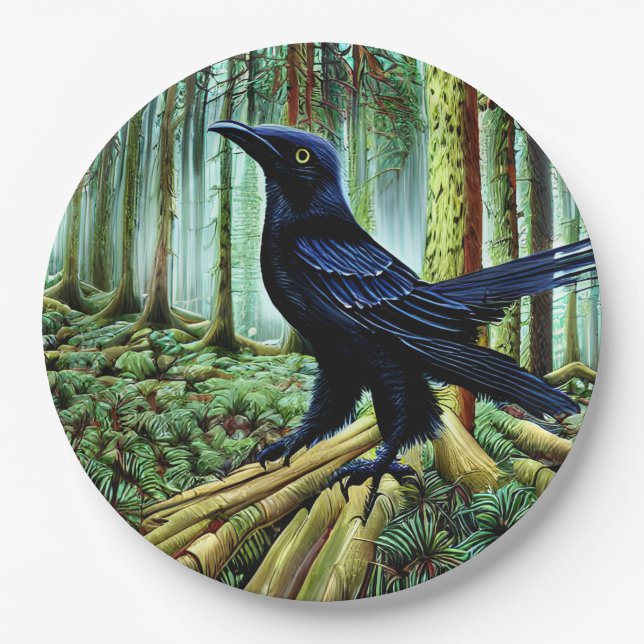 Prato De Papel Woodland Rustic Black Raven (Frente)