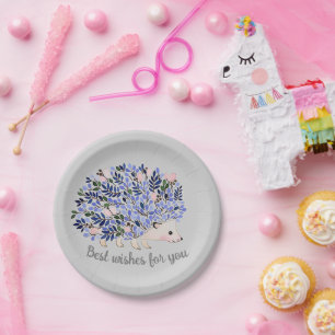 Prato De Papel Woodland Watercolor Hedgehog