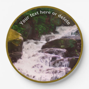 Prato De Papel Woodland Waterfall Nature Art Partido Personalizad