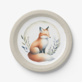 Prato De Papel Woodland Whisper- Fox Illustration