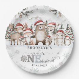 Prato De Papel Woodland Winter ONEderland Christmas 1st Birthday