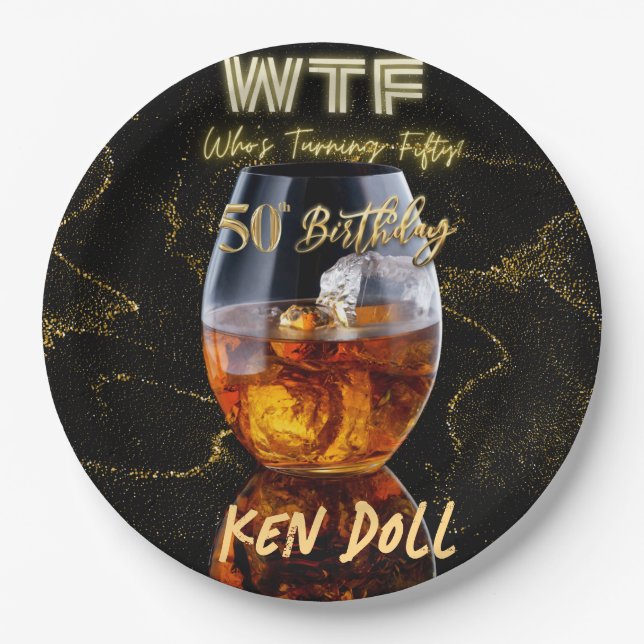 Prato De Papel WTF 50 Festa de aniversário dos Homens (Frente)