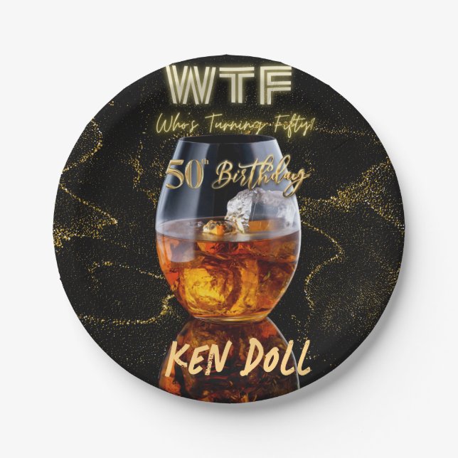 Prato De Papel WTF 50 Festa de aniversário dos Homens (Frente)
