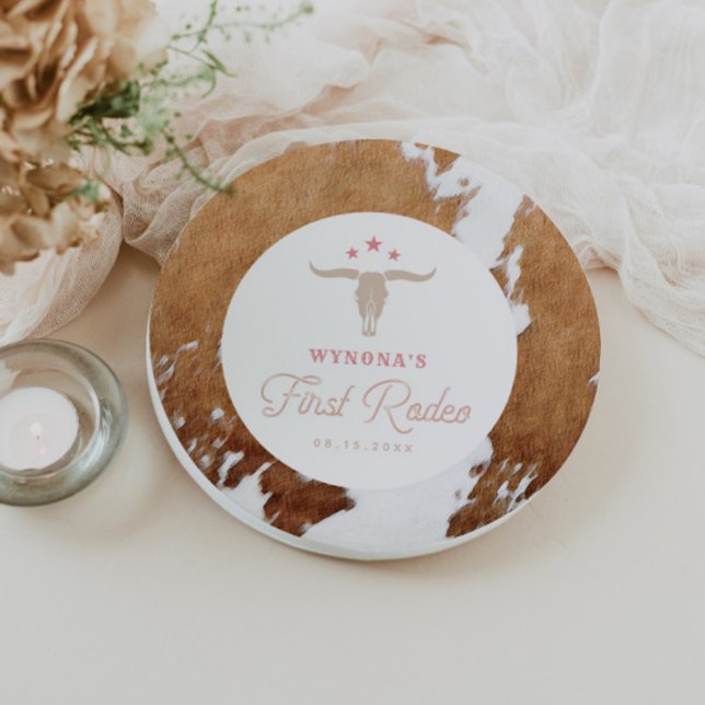 Prato De Papel WYNONA Pink CowGirl First Rodeo Festa de aniversár (Criador carregado)