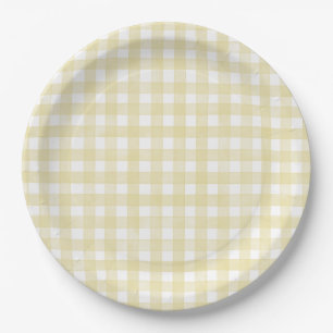 Prato De Papel Xadrez Amarelo Manteiga Clássico