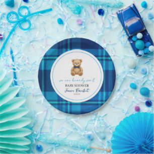 Prato De Papel Xadrez azul de pré-disquete clássico Chá de fralda