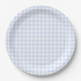 Prato De Papel Xadrez Baby Blue Gingham