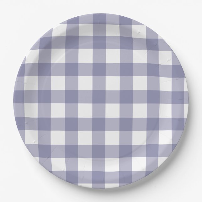 Prato De Papel Xadrez búfalo delicado roxo e branco (Frente)