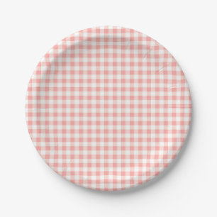 Prato De Papel Xadrez da verificação do guingão do rosa