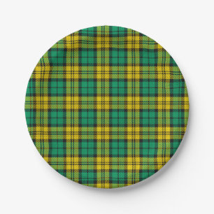 Prato De Papel Xadrez de Campbell Tartan verde-amarela