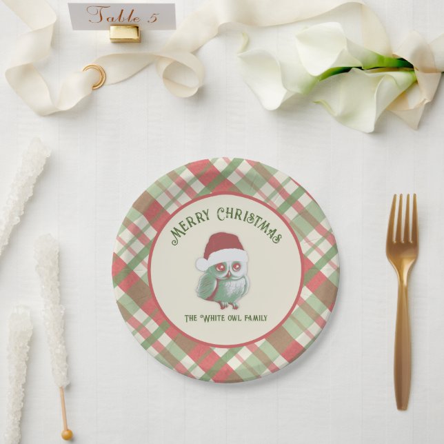 Prato De Papel Xadrez de Natal eterno (Casamento)