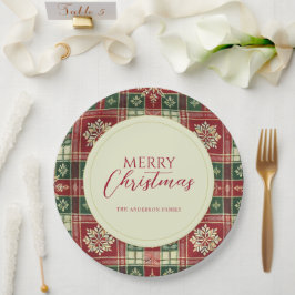 Prato De Papel Xadrez de Natal Tartan Rustic