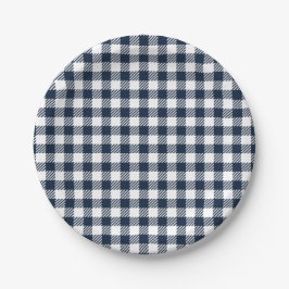 Prato De Papel Xadrez Gingham marinho Azul