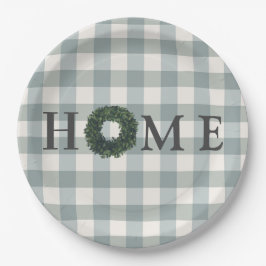 Prato De Papel Xadrez "HOME" Typografia Na moda de Farmhouse Deco