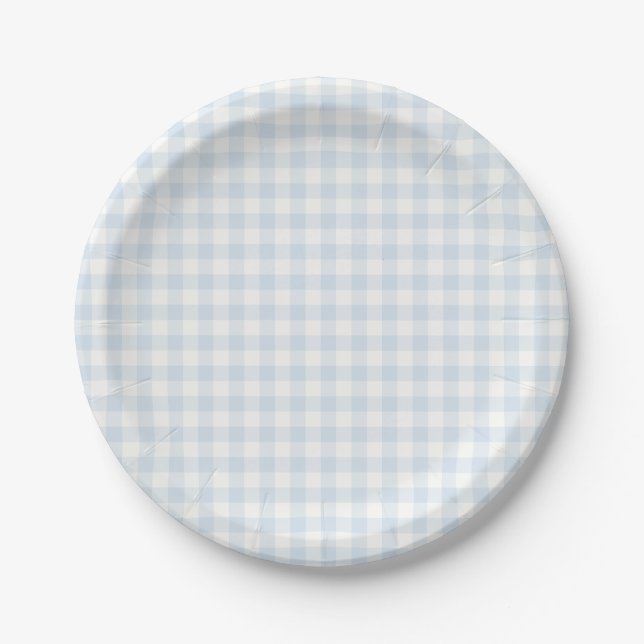Prato De Papel Xadrez Inglês Primavera | Azul Pó (Frente)