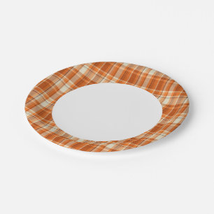 Prato De Papel xadrez laranja