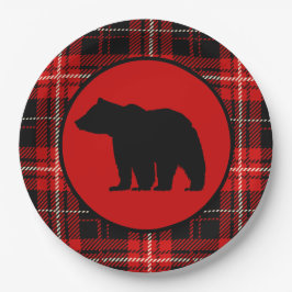 Prato De Papel Xadrez Preta do Urso Negro